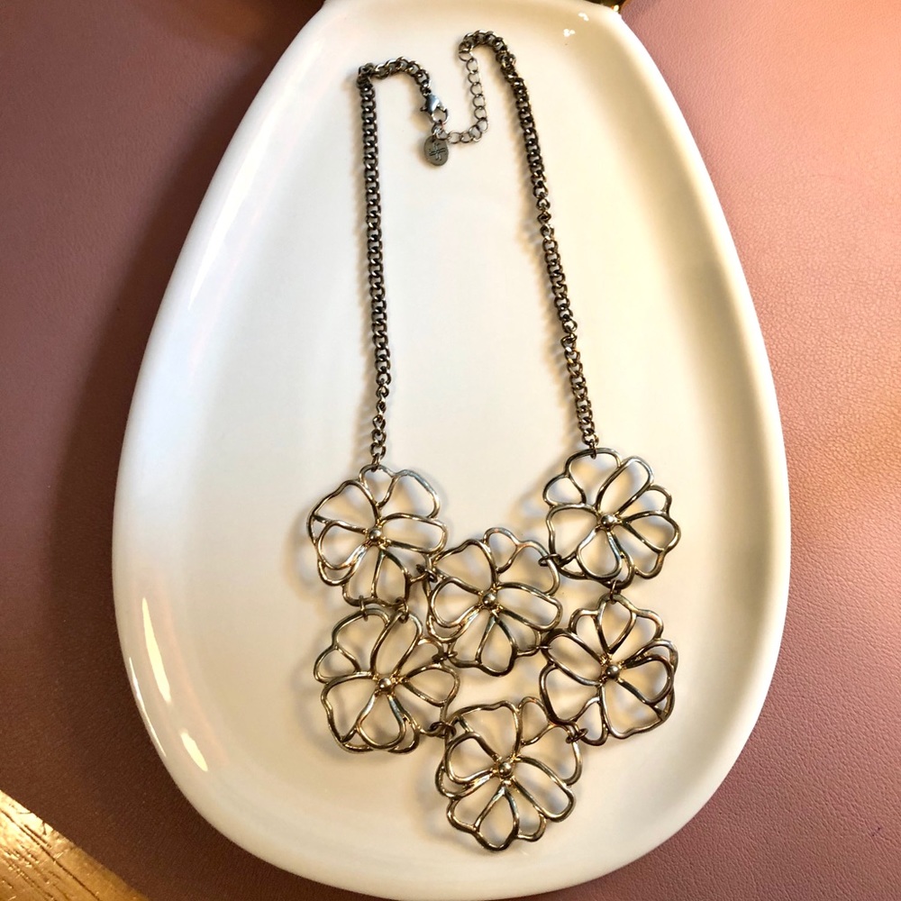 Gold Flower Statement Necklace - image 1